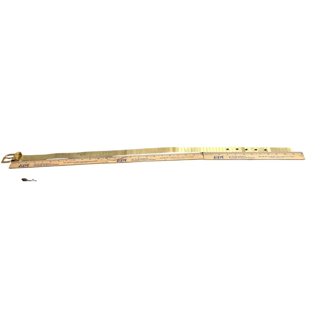 Vintage Gold Metal Scale Link Belt Skinny Metallic Adjustable Cinch Waist 33 in